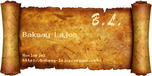 Baksay Lajos névjegykártya